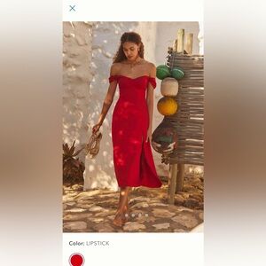 Reformation Strapless Lipstick Red Dress